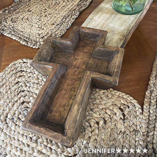 Wooden Cross Dough Bowl
