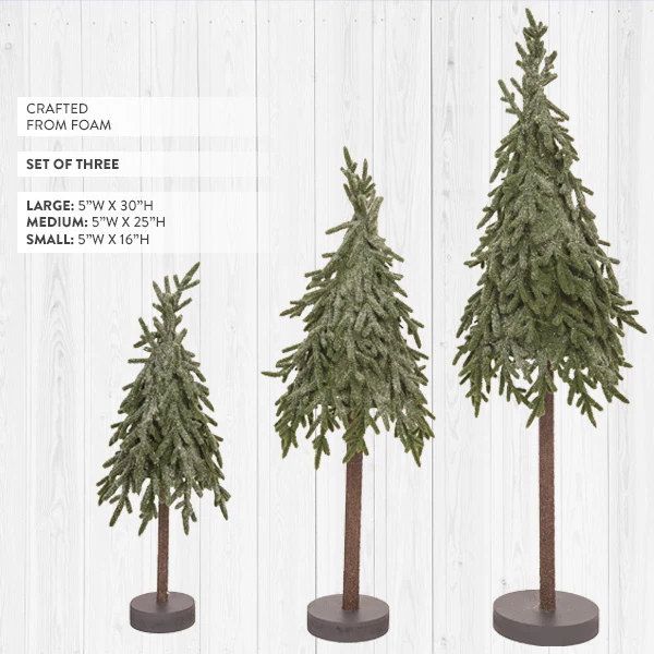 Lifelike Christmas Trees with Base, Set of 3