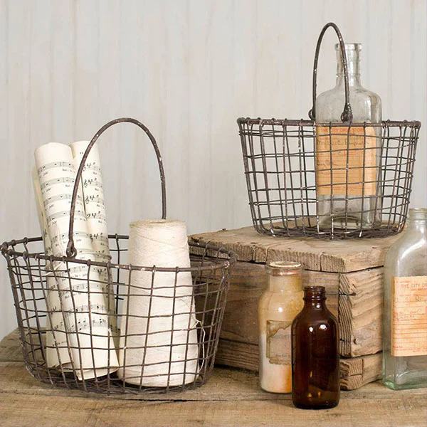Nesting Wire Baskets with Handles, Set of 2