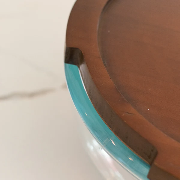 Just Ripe Glass Fruit Bowl With Oak Wood Lid