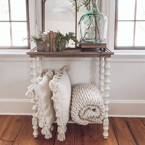 Whitewashed and Natural Wooden Console Table