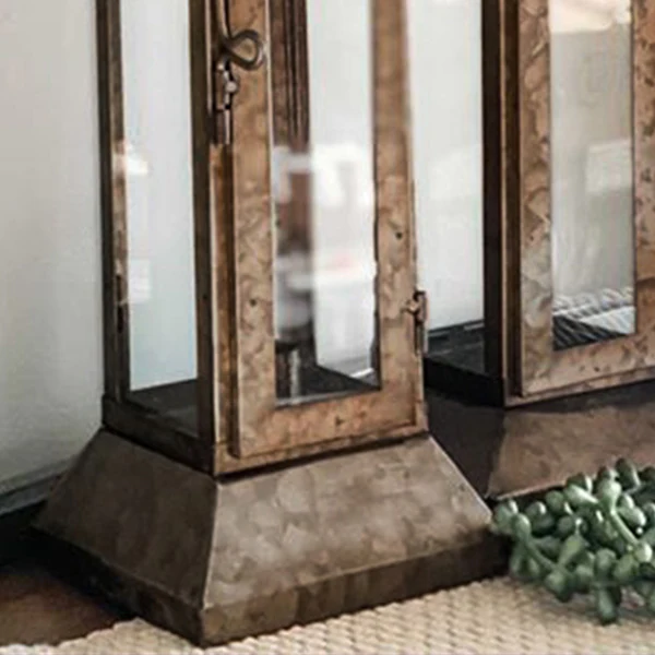 Oversized Elongated Rustic Lanterns, Set of 2