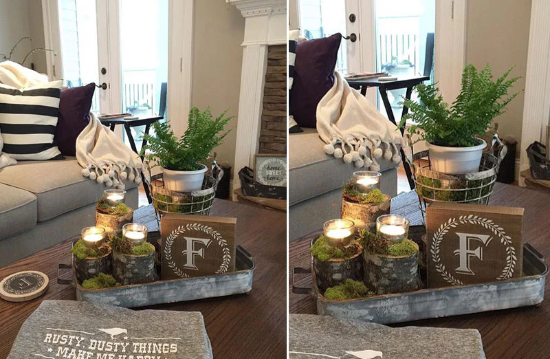 Galvanized Coffee Table Trays  Set of 3