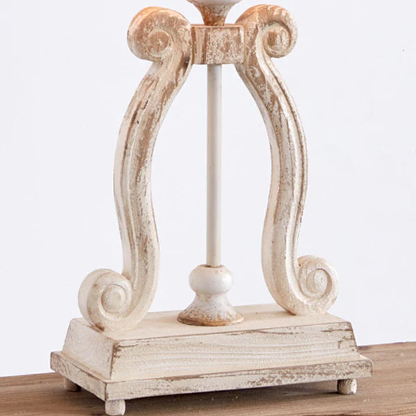 Distressed Wood Table Lamp with Metal Shade