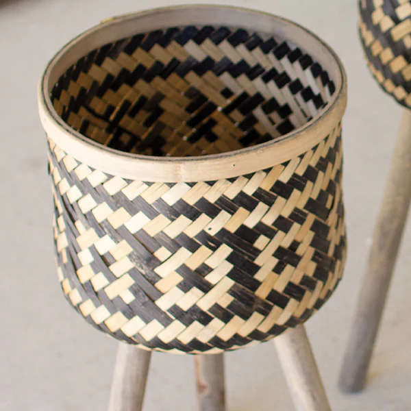 Woven Tall Plant Stands, Set of 2