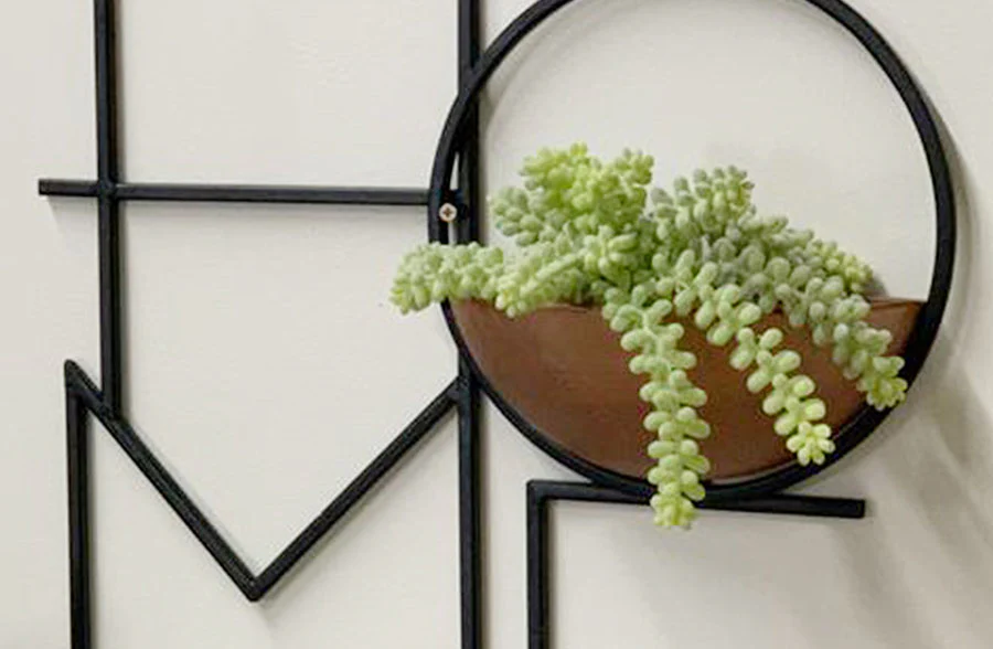 Home Sign with Copper Planter