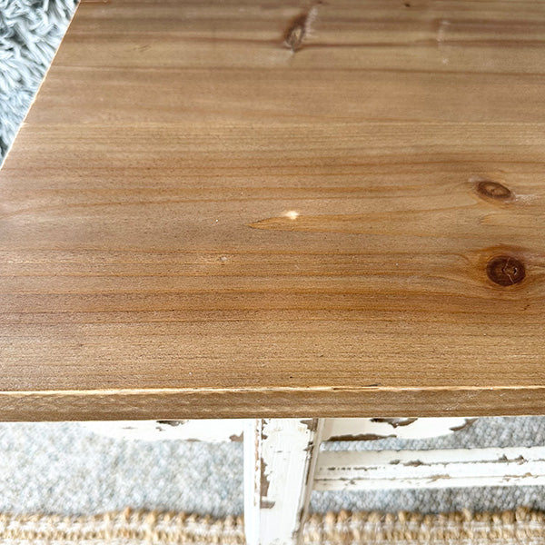 Distressed White Finish Wooden Bench