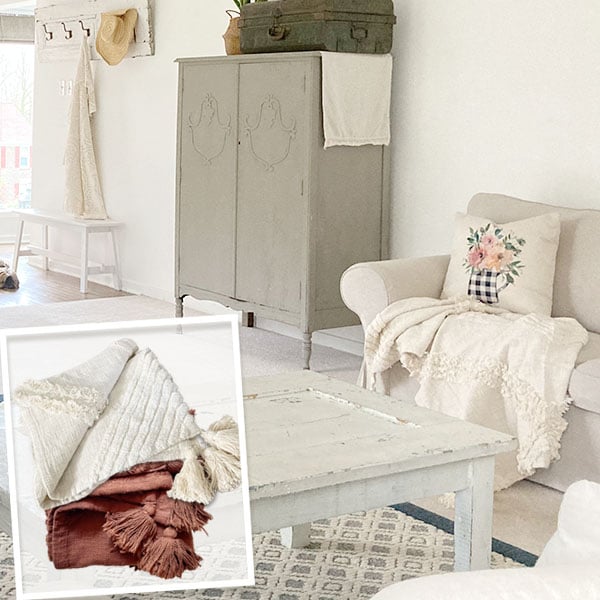 Tufted Cotton Throw with Tassels, Pick Your Color