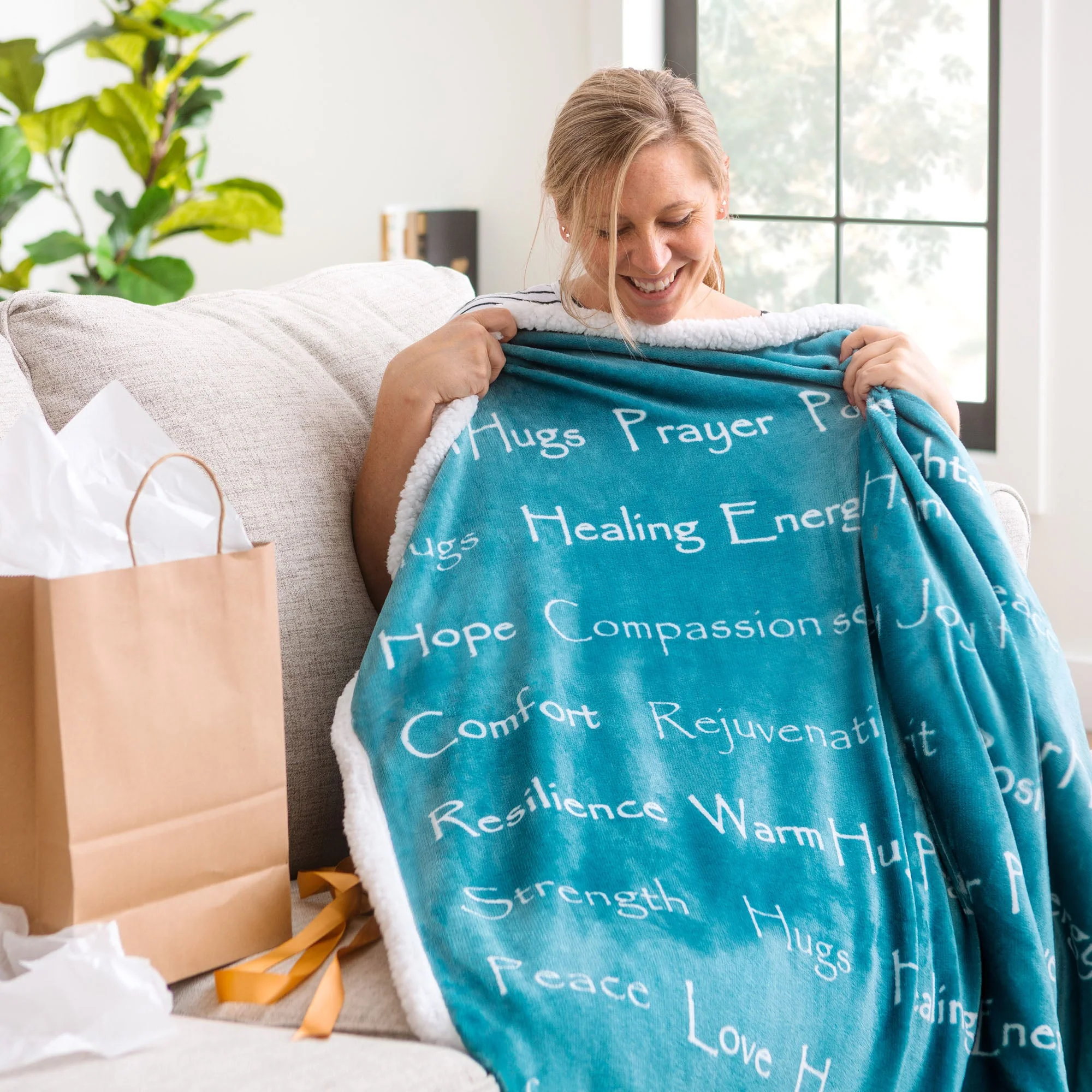 Gift Faux Fur Comfort Words Throw Blanket