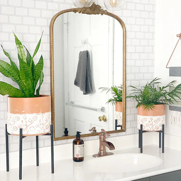 Floral Embossed Plant Stands, Set of 2