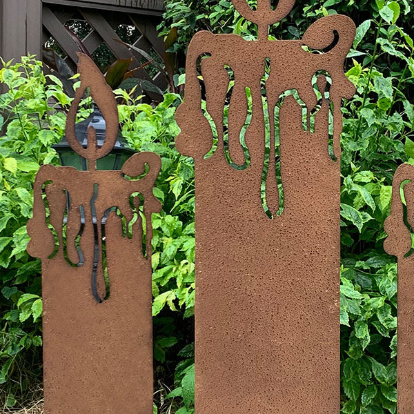 Oversized Textured Metal Candles, Set of 3