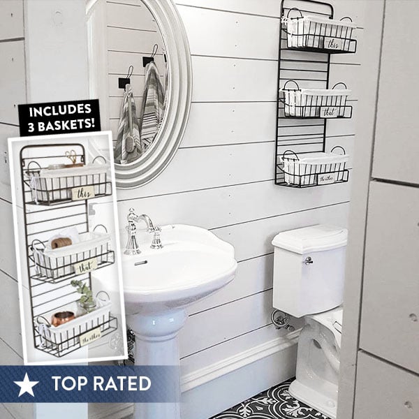 Wall Rack Organizer with 3 Baskets