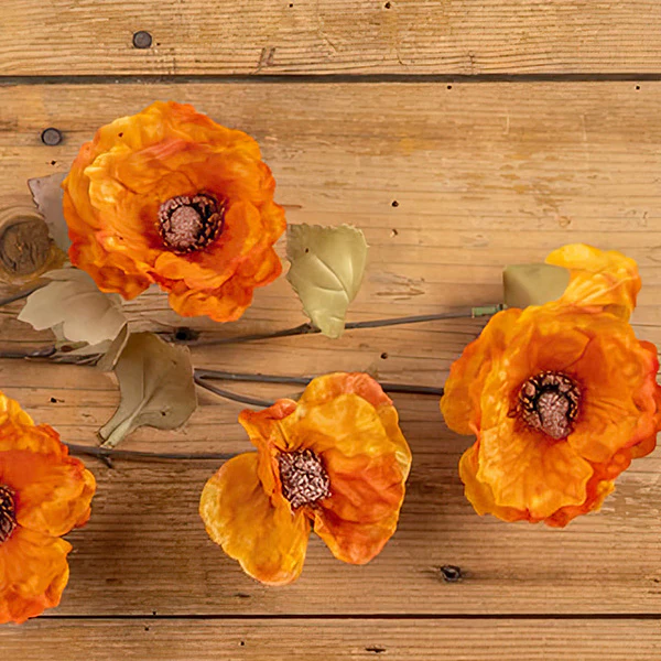 Lifelike Orange Poppy Spray, Set of 4 Stems