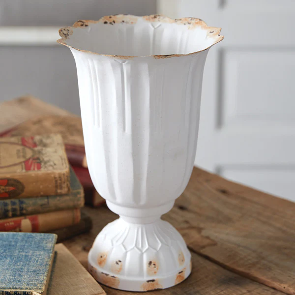 Distressed Scalloped Flower Vases, Set of 2