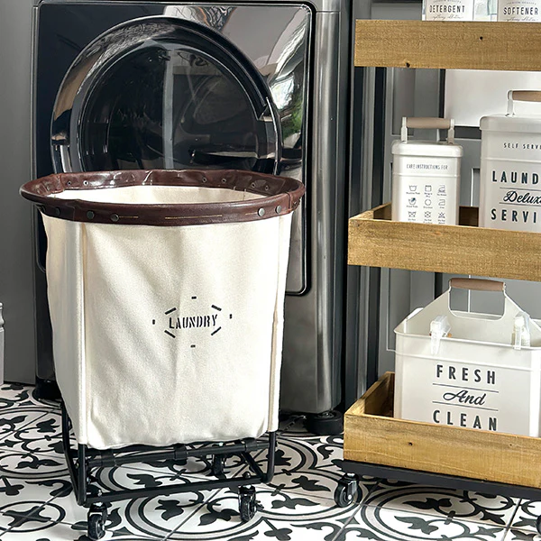 Vintage Inspired Laundry Basket On Wheels