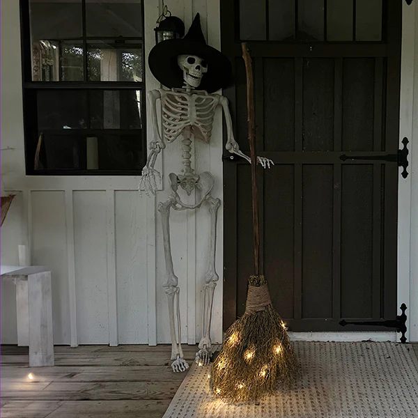 Rustic Bamboo Lit Broom with Timer