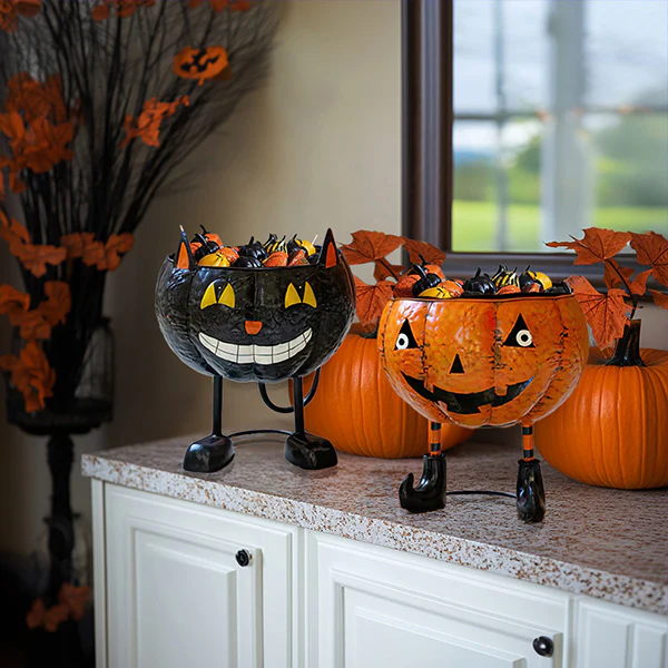 Painted Metal Halloween Candy Bowl, Choose Your Style