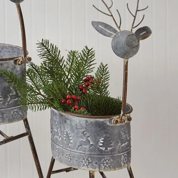 Outdoor Metal Reindeer Planters, Set of 2