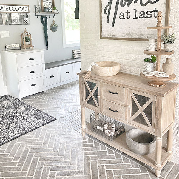 Wooden Cross Front Sideboard Cabinet