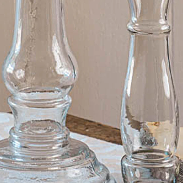 Glass Pillar Candle Holders, Set of 3