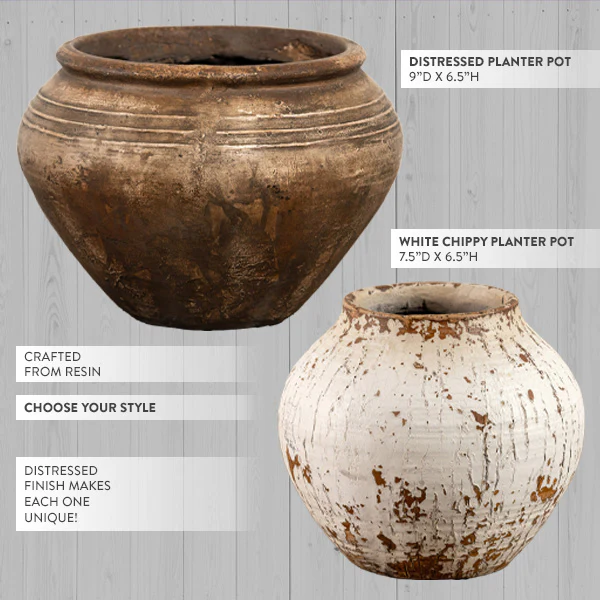 Distressed Farmhouse Planter Pot, Choose Your Style