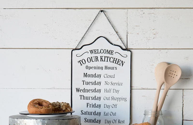 Welcome To Our Kitchen Enamel Sign