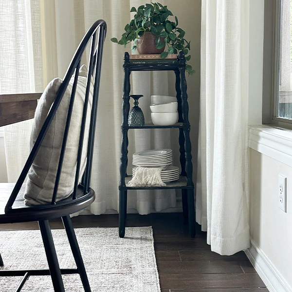 3 Tiered Distressed Black Spindle Shelf