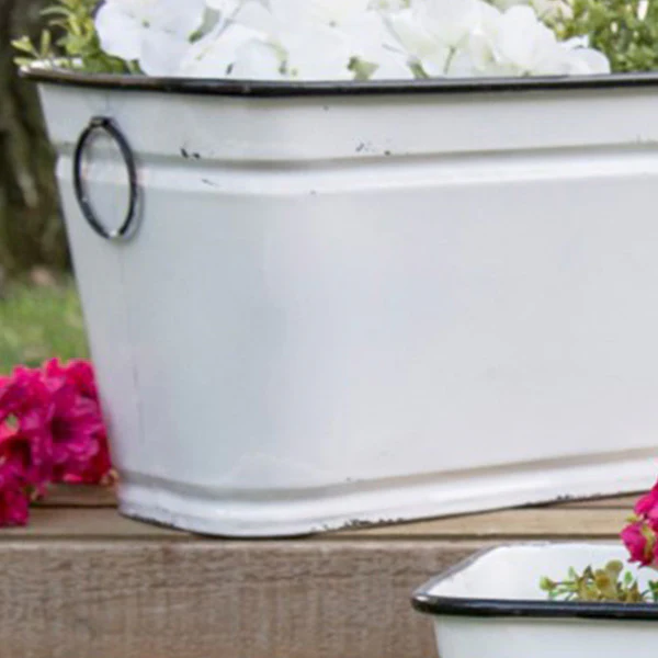 White Metal Faucet Planters, Set of 2