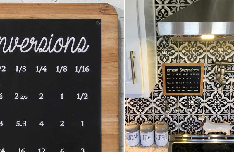 Kitchen Conversion Chart With 4 Measuring Spoons