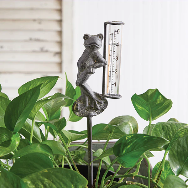 Lily Frog Statue with Rain Gauge