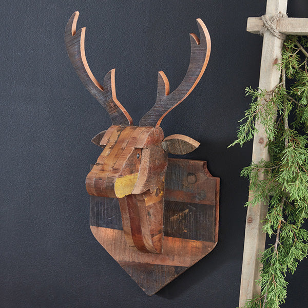 Distressed Wooden Deer Mount