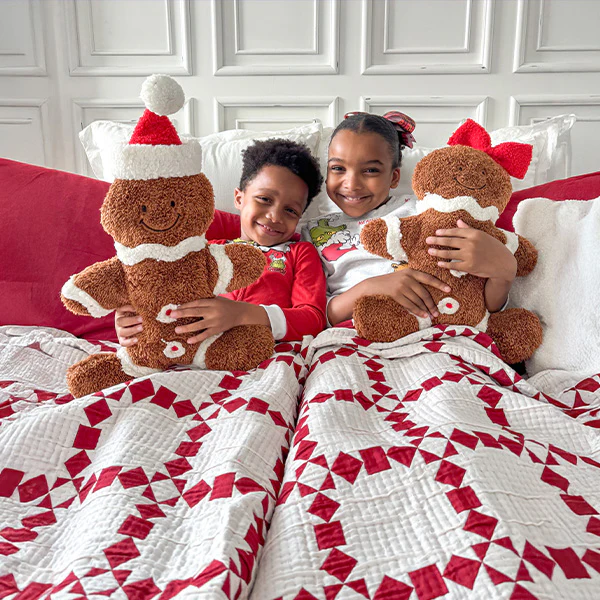 Boy and Girl Gingerbread Christmas Pillows, Set of 2
