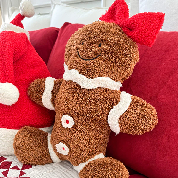 Boy and Girl Gingerbread Christmas Pillows, Set of 2