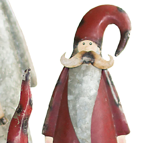 Galvanized Metal Tabletop Santas, Set of 4