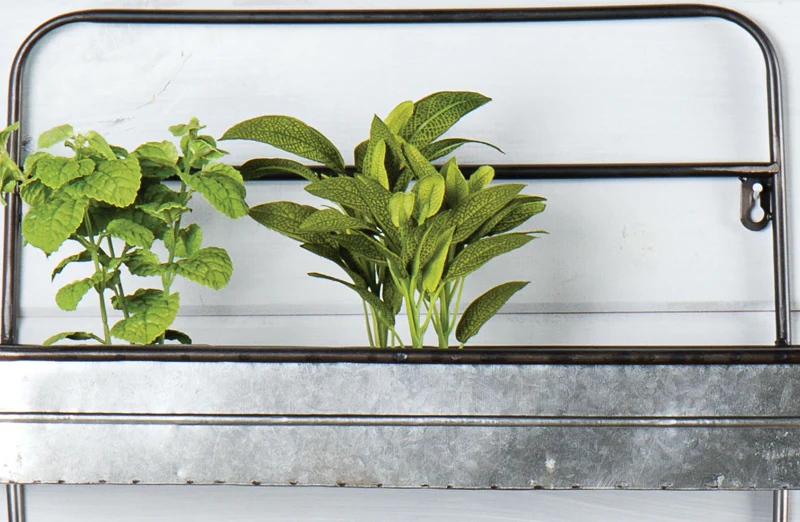 Galvanized Metal Shelf with Towel Bar