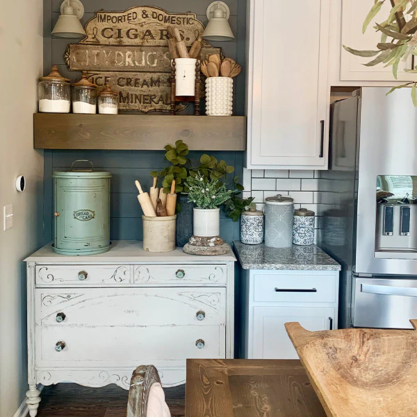 Large Vintage Metal Bread Box with Sliding Door