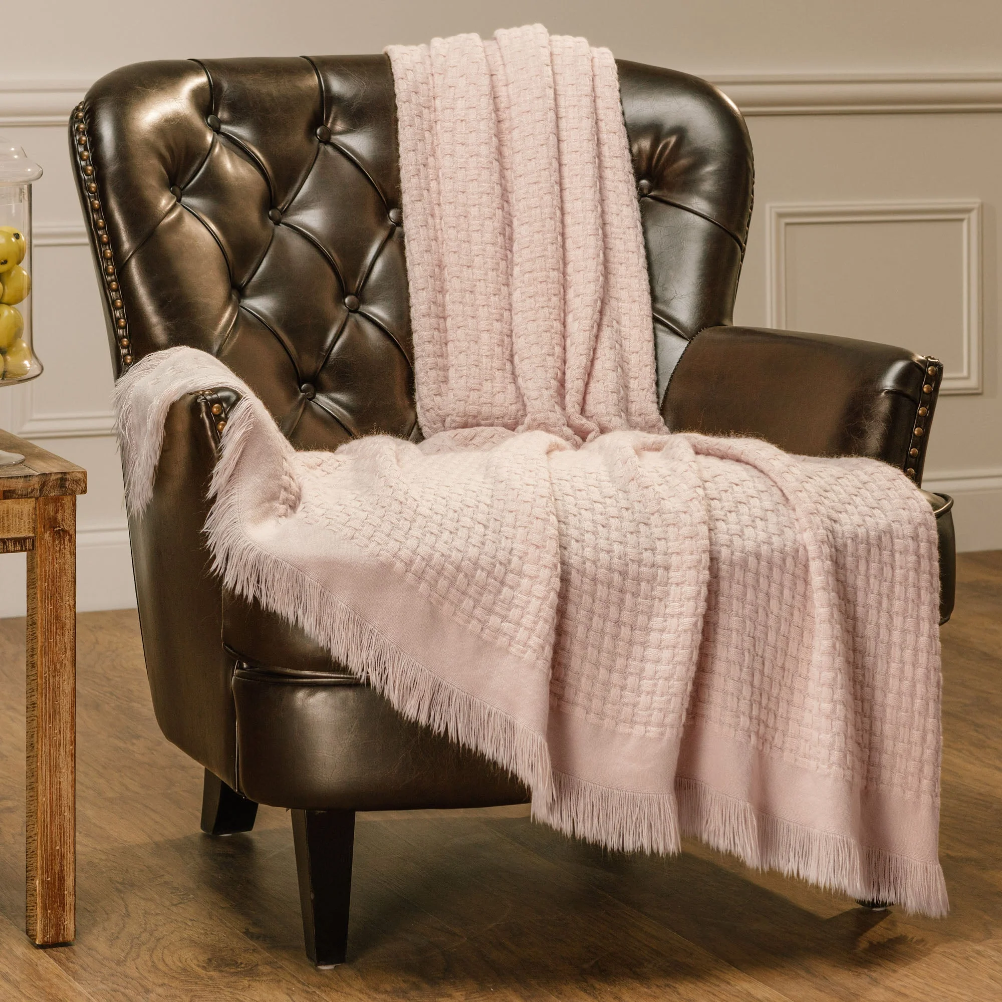 Waffle Fringe Throw Blanket