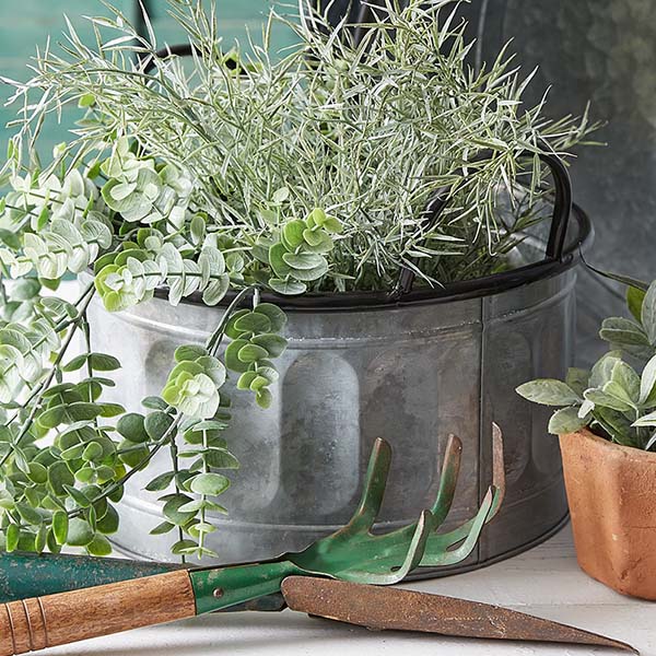 Large Galvanized Apple Baskets, Set of 3