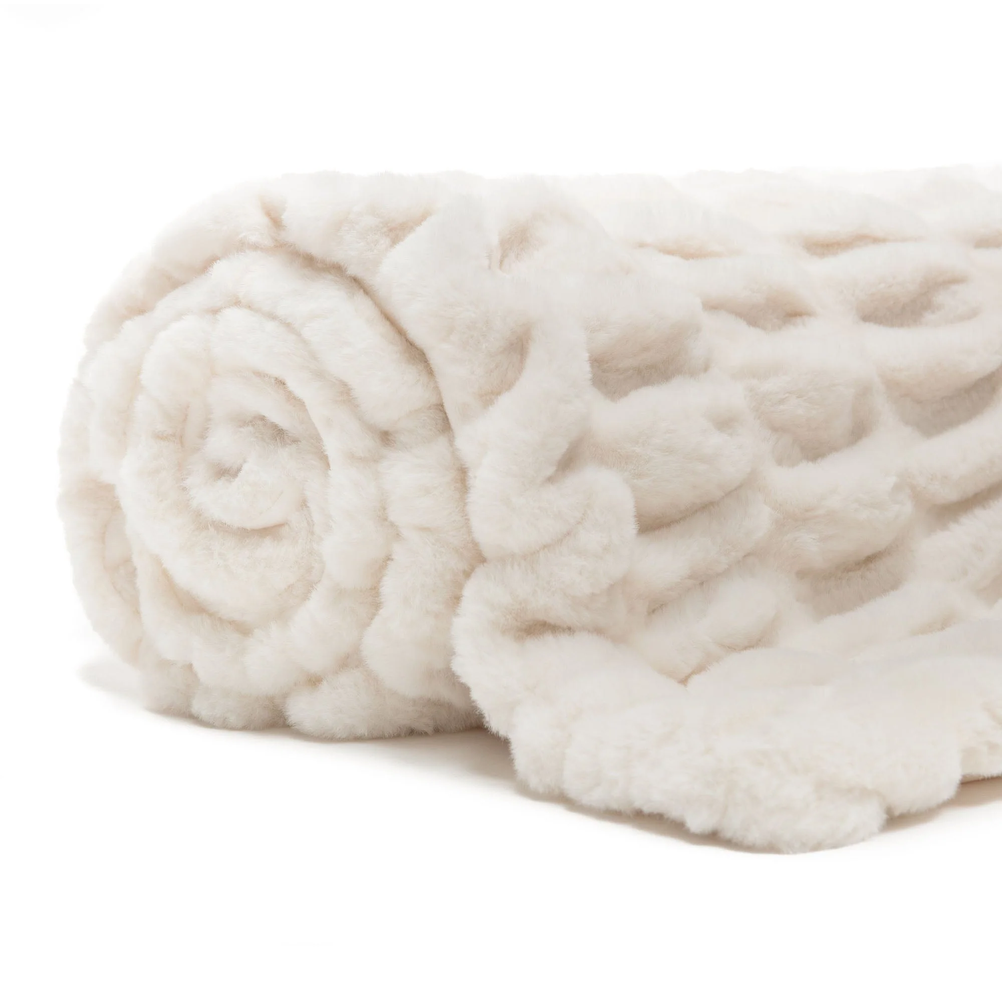 Ruched Faux Fur Throw Blanket