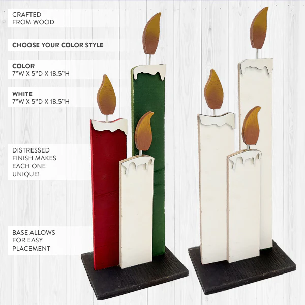 Wooden Christmas Candle Decor, Choose Your Color