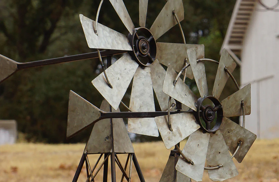 Oversized Standing Metal Crafted Windmills, Set of 2
