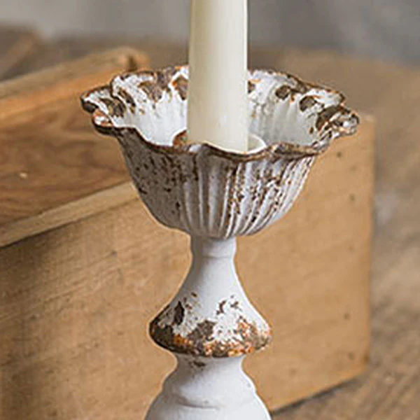 Rusted Patina Metal Candle Holders, Set of 2