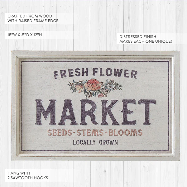 Fresh Flower Market Framed Wooden Sign