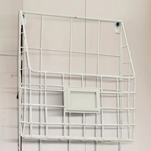 White Metal Two Tier Wall Basket