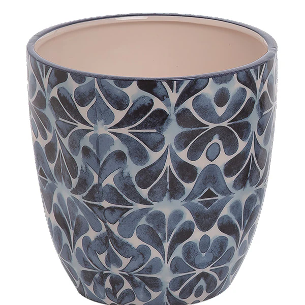 Patterned Spring Blue Planters, Set of 3