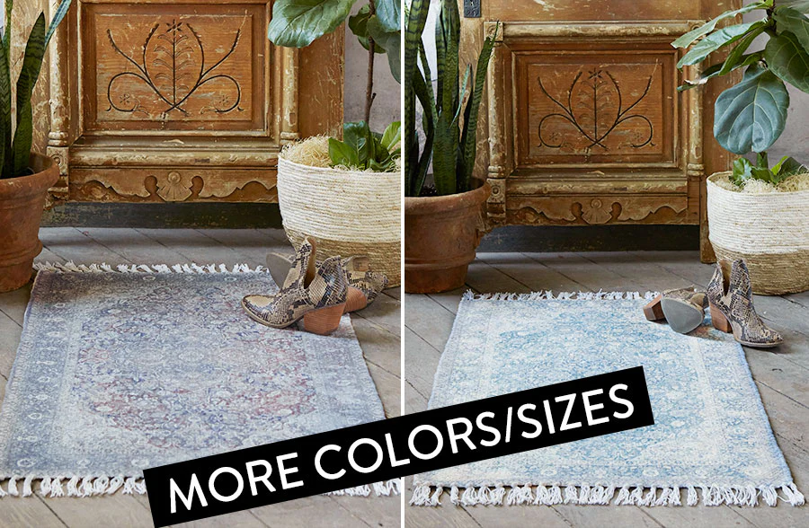 Vintage Pattern Blue Accent Rug, Pick Your Style