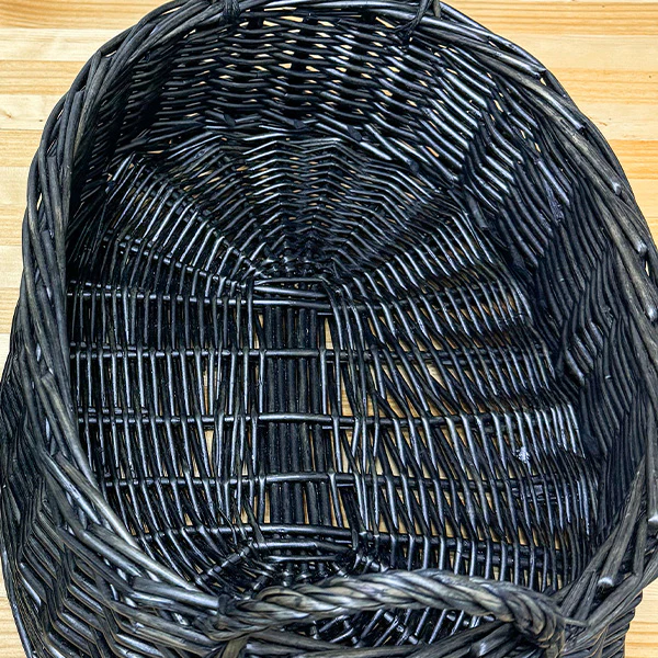 Black Rattan Storage Baskets, Set of Two