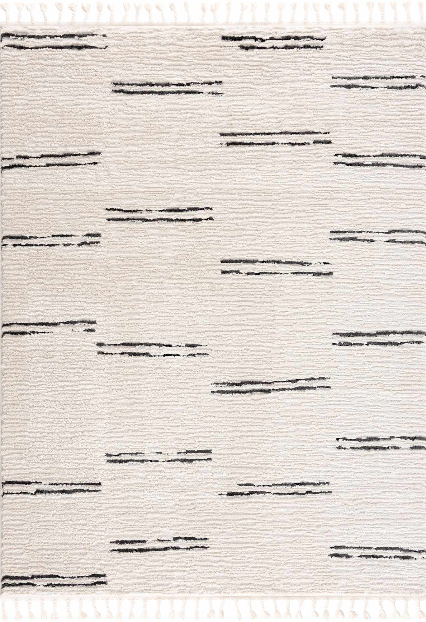 White Area Rug with Tassels