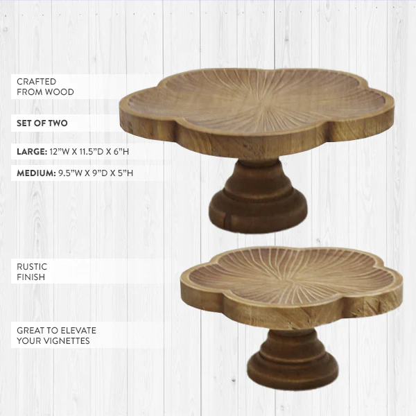 Scalloped Wooden Risers, Set of 2