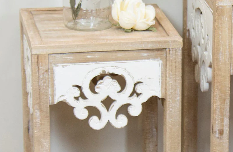 Ornate Detailed Side Tables  Set of 2